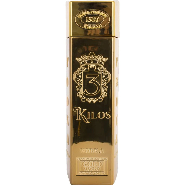 3 Kilos Gold Bar Premium Vodka, Original - 1L Case of 6